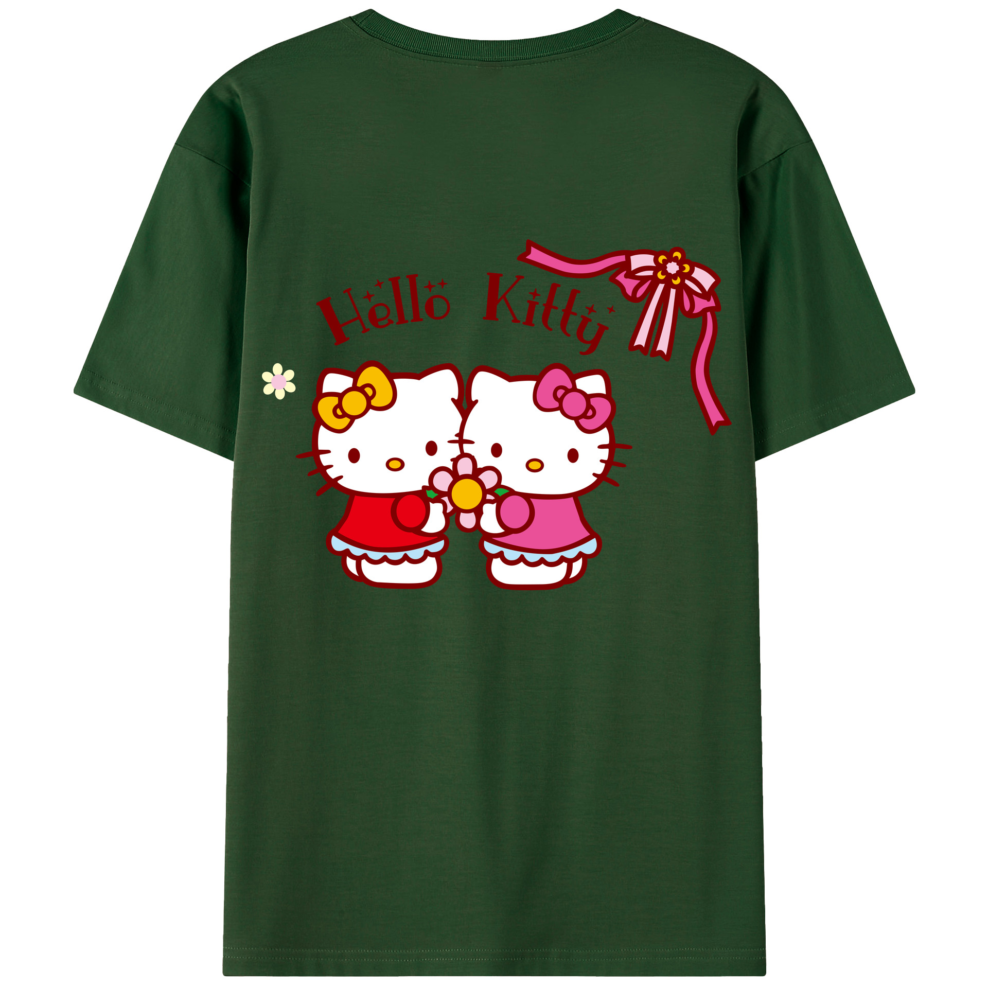（画像用） Hello Kitty ハローキティ 綿100％半袖Tシャツ（背面プリント）